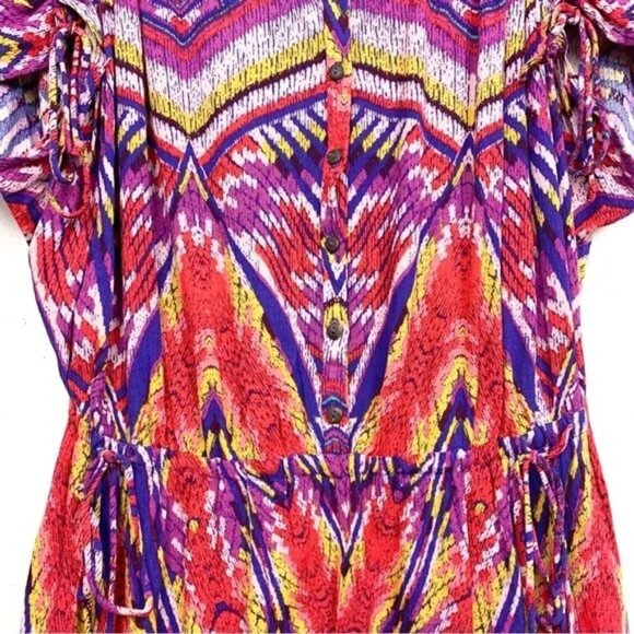 Free People Dream All Night Romper Lilac Multi V-Neck Dolphin Hem Cinched XS - Picture 9 of 9